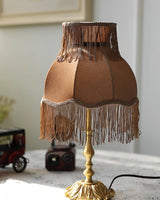 Vintage Table Lamp  Brass Base with Fringed Velvet Shade - Product detail 23