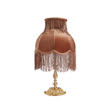 Vintage Table Lamp  Brass Base with Fringed Velvet Shade - Product detail 34