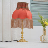 Vintage Table Lamp  Brass Base with Fringed Velvet Shade - Product detail 29
