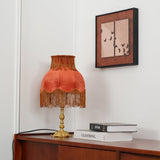 Vintage Table Lamp  Brass Base with Fringed Velvet Shade - Product detail 12