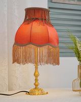 Vintage Table Lamp  Brass Base with Fringed Velvet Shade - Product detail 20