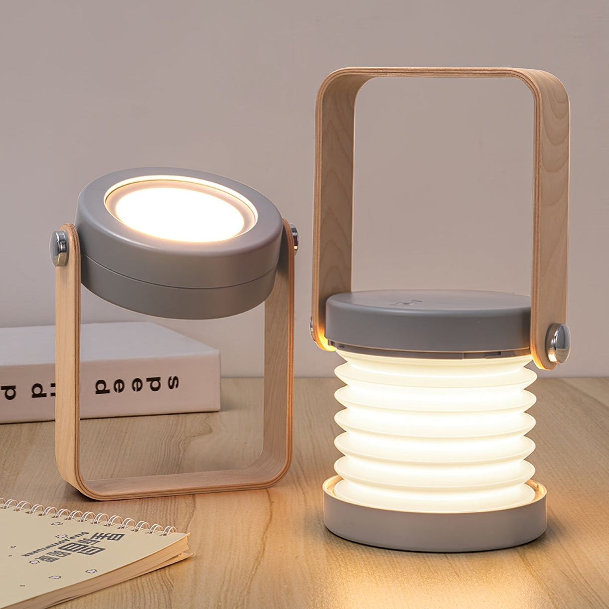 Portable Table Lamp  Honeycomb Design with Wooden Handle - Product detail 5