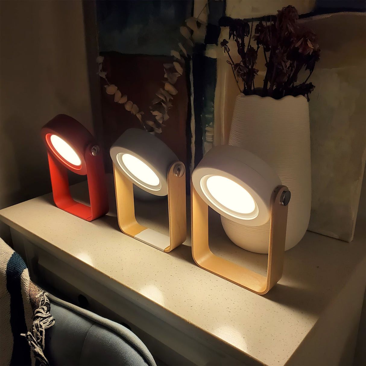 Portable Table Lamp  Honeycomb Design with Wooden Handle - Product detail 19