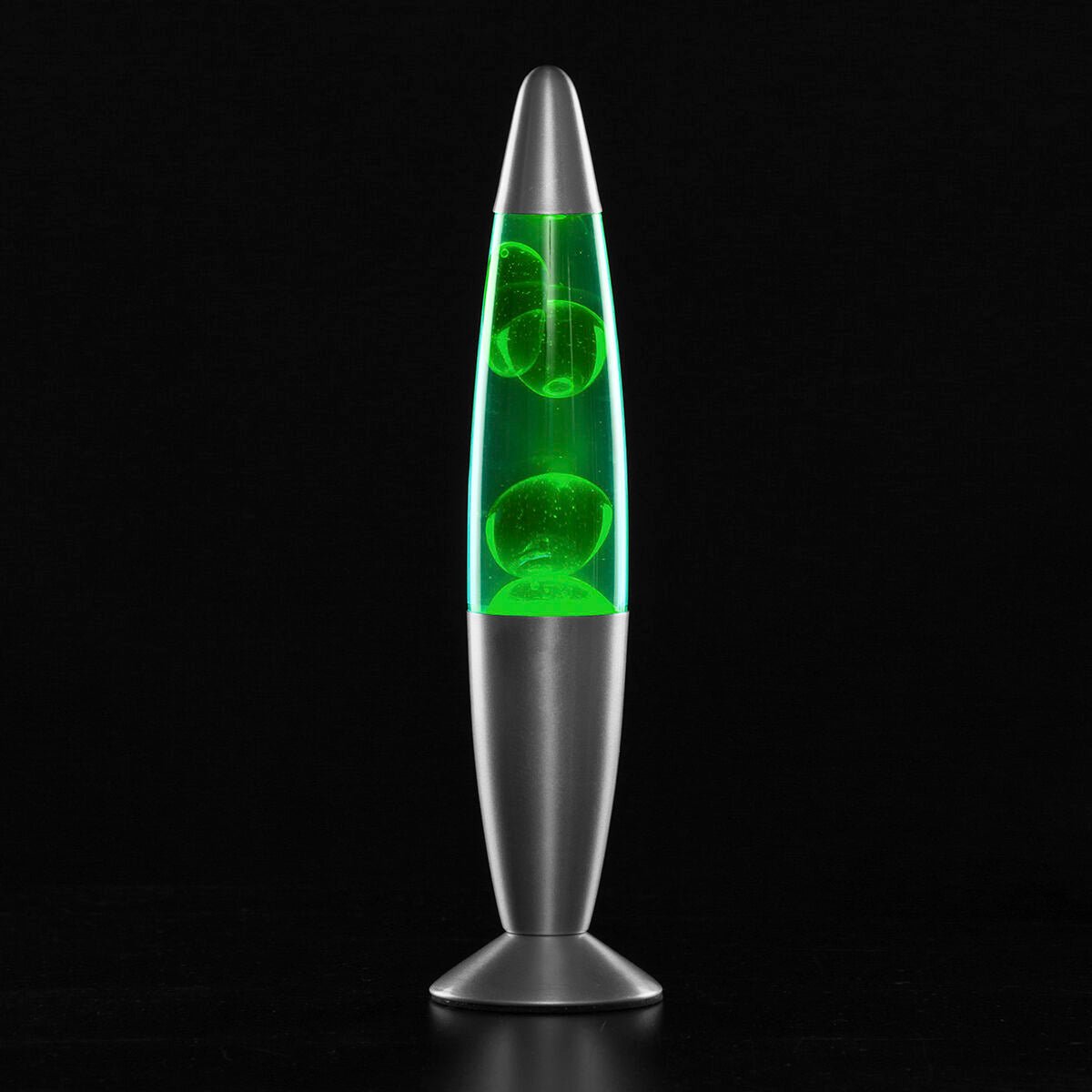 LED Lava Lamp  Green Wax Motion Light with Aluminum Base - Detailed view