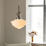 Vintage Schoolhouse Pendant Light  Opal Glass Shade - Product detail 8