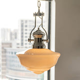 Vintage Schoolhouse Pendant Light  Opal Glass Shade - Product example