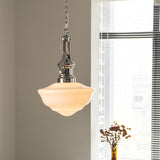 Vintage Schoolhouse Pendant Light  Opal Glass Shade - Product detail 12