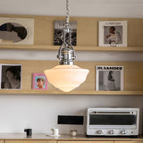 Vintage Schoolhouse Pendant Light  Opal Glass Shade - Product detail 6