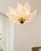 Glass Leaf Ceiling Light  White Petal Design With Brass Accents - Product detail 7