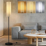 Modern Floor Lamp  Black Iron Base with Linen Shade - Detailed view