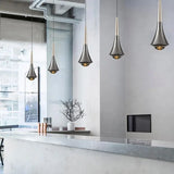 Modern Pendant Light  Sleek Black Aluminum Cone Design - Product example