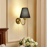 Modern Wall Sconce  Brass Frame With Fabric Shade - Product example