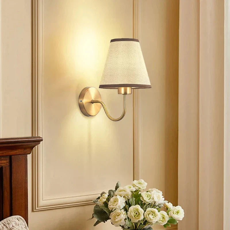 Modern Wall Sconce  Brass Frame With Fabric Shade - Product detail 4