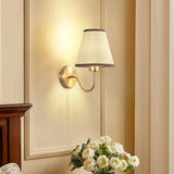 Modern Wall Sconce  Brass Frame With Fabric Shade - Product detail 4