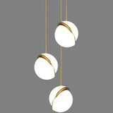 Modern Globe Pendant Light  White Glass with Brass Accent - Product showcase