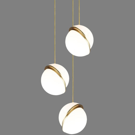Modern Globe Pendant Light  White Glass with Brass Accent - Product showcase