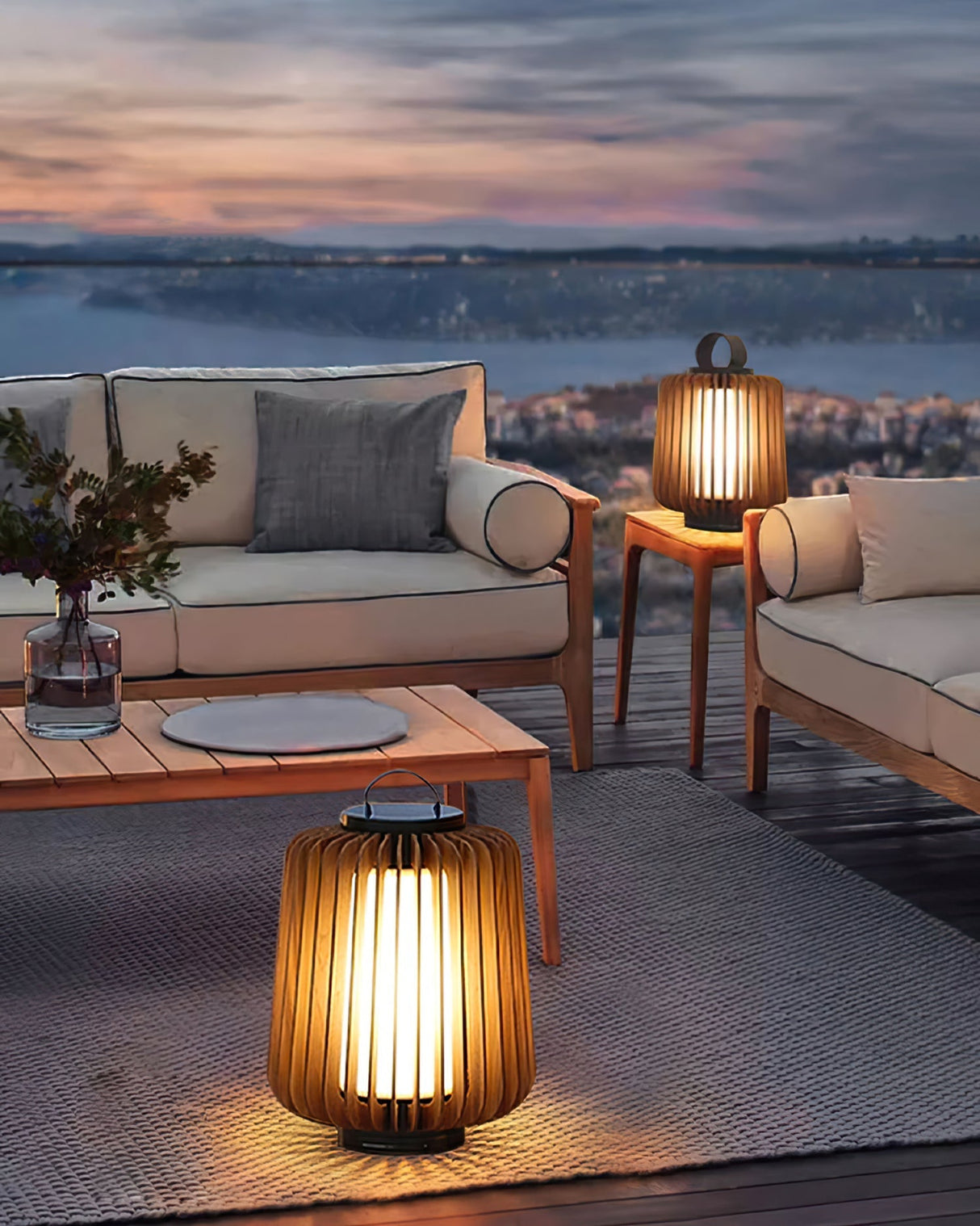 Modern Outdoor Table Lamp  Wood Slat Lantern Design - Product detail 29
