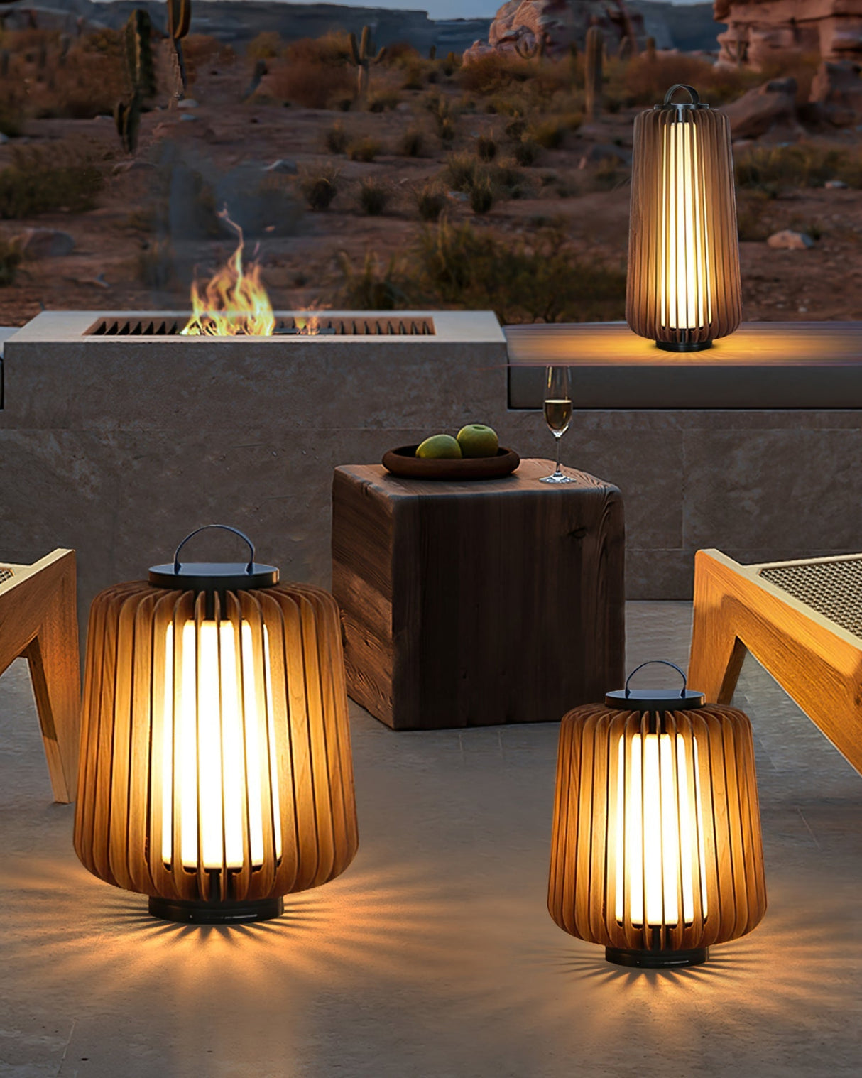 Modern Outdoor Table Lamp  Wood Slat Lantern Design - Product detail 26
