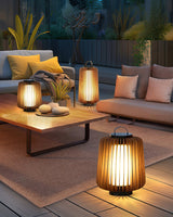 Modern Outdoor Table Lamp  Wood Slat Lantern Design - Product detail 31