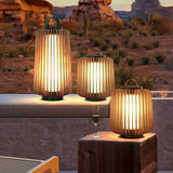 Modern Outdoor Table Lamp  Wood Slat Lantern Design - Product detail 6