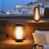 Modern Outdoor Table Lamp  Wood Slat Lantern Design - Product detail 7