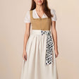 Modern Dirndl Dress  Khaki Cotton With Leopard Print Accent - Product showcase