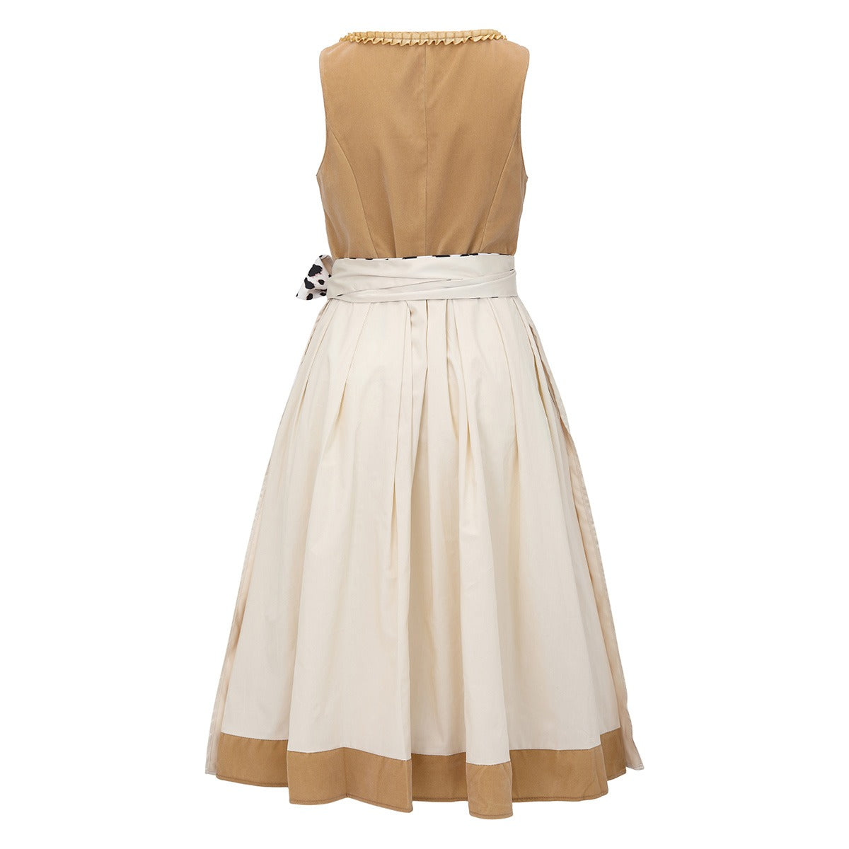 Modern Dirndl Dress  Khaki Cotton With Leopard Print Accent - Product example