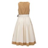 Modern Dirndl Dress  Khaki Cotton With Leopard Print Accent - Product example
