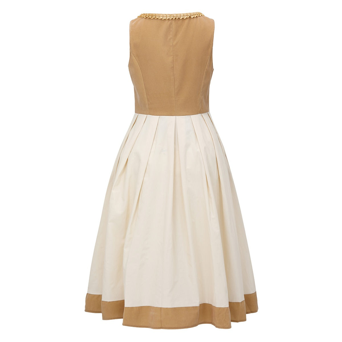 Modern Dirndl Dress  Khaki Cotton With Leopard Print Accent - Product detail 5