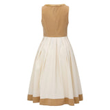 Modern Dirndl Dress  Khaki Cotton With Leopard Print Accent - Product detail 5