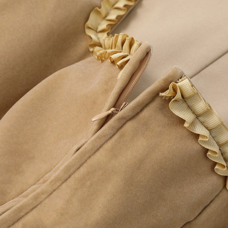 Modern Dirndl Dress  Khaki Cotton With Leopard Print Accent - Product detail 9