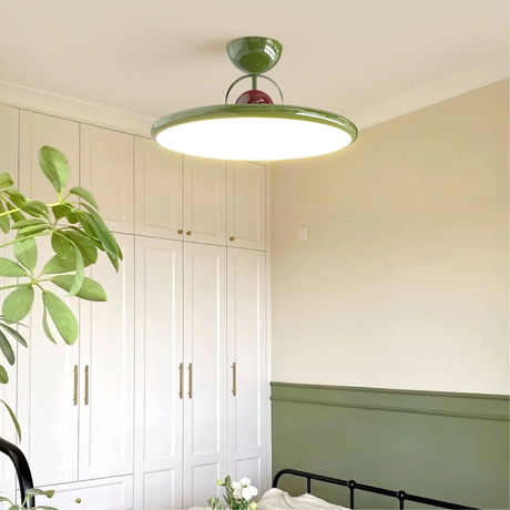 Modern Ceiling Light  Green Glass LED Flush Mount - Detailed view