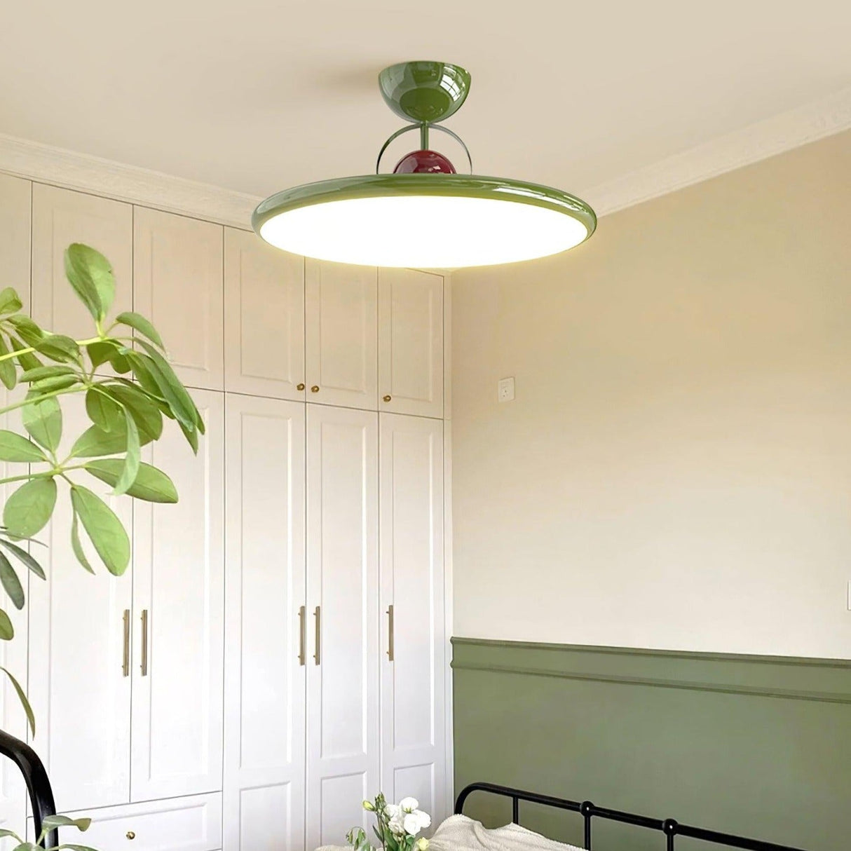 Modern Ceiling Light  Green Metal LED Panel Design - Product showcase