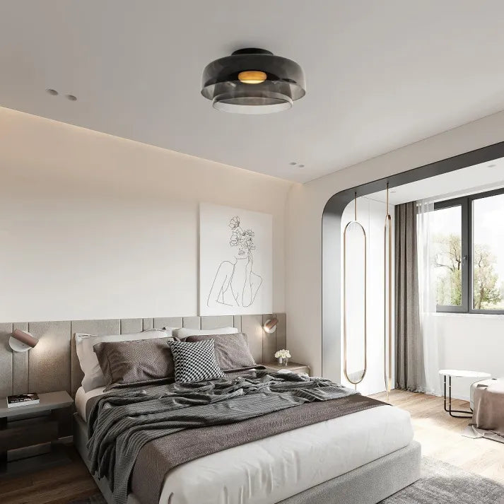 Modern Glass Ceiling Light  Layered Smoke Shade Design - Product detail 27