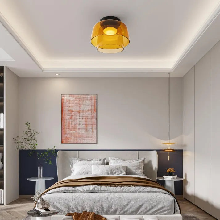 Modern Glass Ceiling Light  Layered Smoke Shade Design - Product detail 12