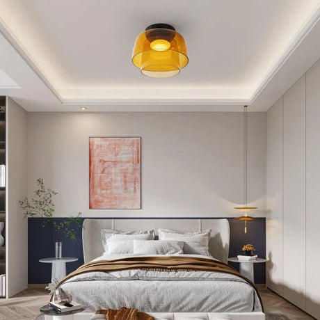Modern Glass Ceiling Light  Layered Smoke Shade Design - Product detail 12