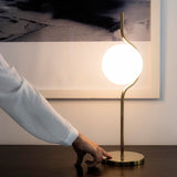Modern Table Lamp  Curved Gold Frame With Glass Globe - Detailed view