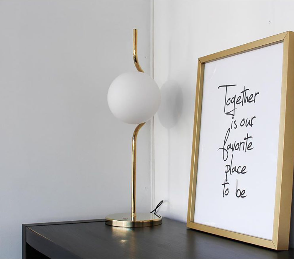 Modern Table Lamp  Curved Gold Frame With Glass Globe - Product detail 4
