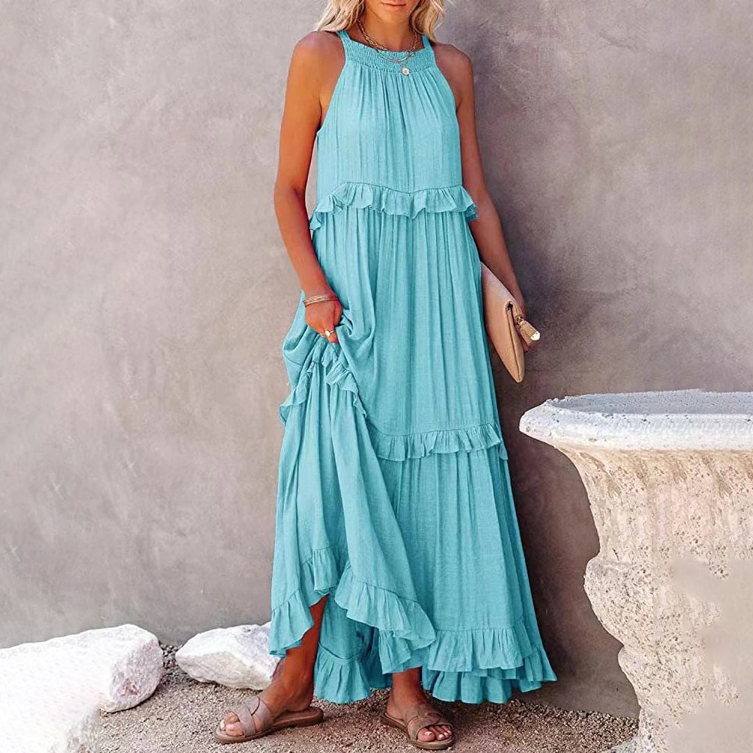 Layered Maxi Dress  Ruffled Halter Neck Design - Product detail 9