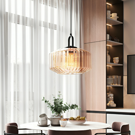 Modern Glass Pendant Light  Geometric Green Shade Design - Detailed view
