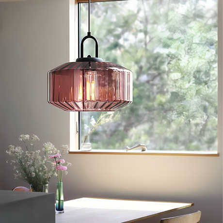 Modern Glass Pendant Light  Geometric Green Shade Design - Product detail 4