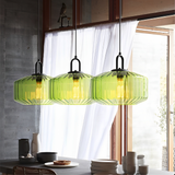 Modern Glass Pendant Light  Geometric Green Shade Design - Product detail 5