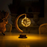 Crescent Moon Table Lamp  Glass Globe LED Night Light - Detailed view