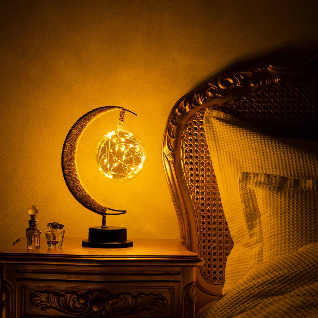 Crescent Moon Table Lamp  Glass Globe LED Night Light - Product detail 6
