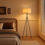 Modern Tripod Floor Lamp  Fabric Shade with Metal Base - Product showcase