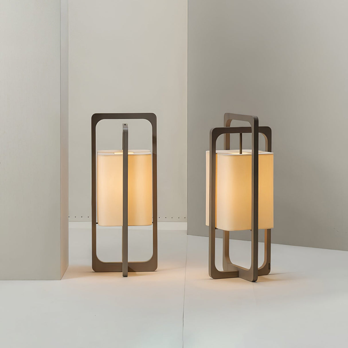 Modern Table Lamp  Dark Walnut Frame with Cotton Shade - Product detail 18