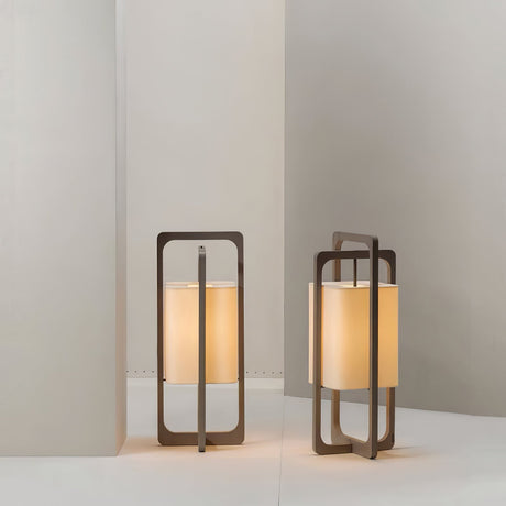 Modern Table Lamp  Dark Walnut Frame with Cotton Shade - Product detail 22