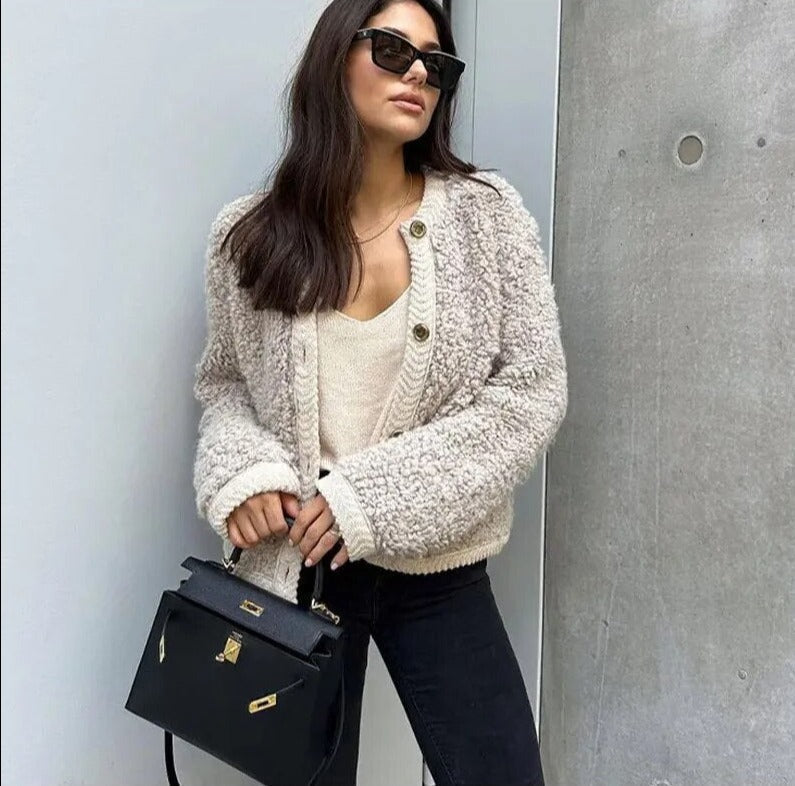 Teddy Fleece Jacket  Soft Button Front Loungewear - Product example