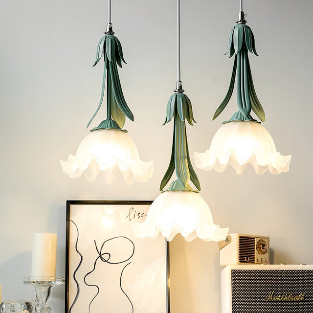 Floral Pendant Light  Elegant Glass Bell Design - Product showcase