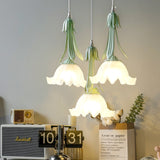 Floral Pendant Light  Elegant Glass Bell Design - Detailed view